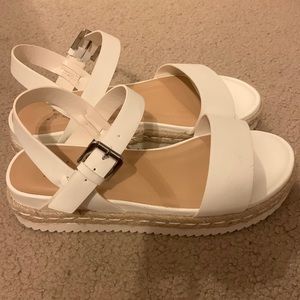 Faux Leather Espadrille Sandals